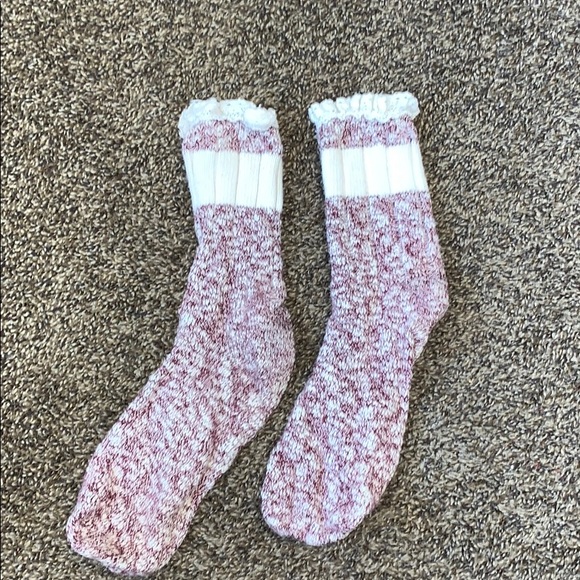 Maroon & White Ruffled Socks - Picture 3 of 5